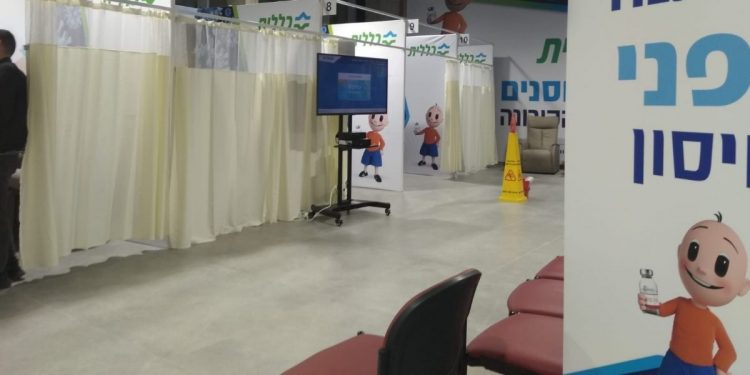 מתחם חיסונים של קופת חולים כללית בחדרה