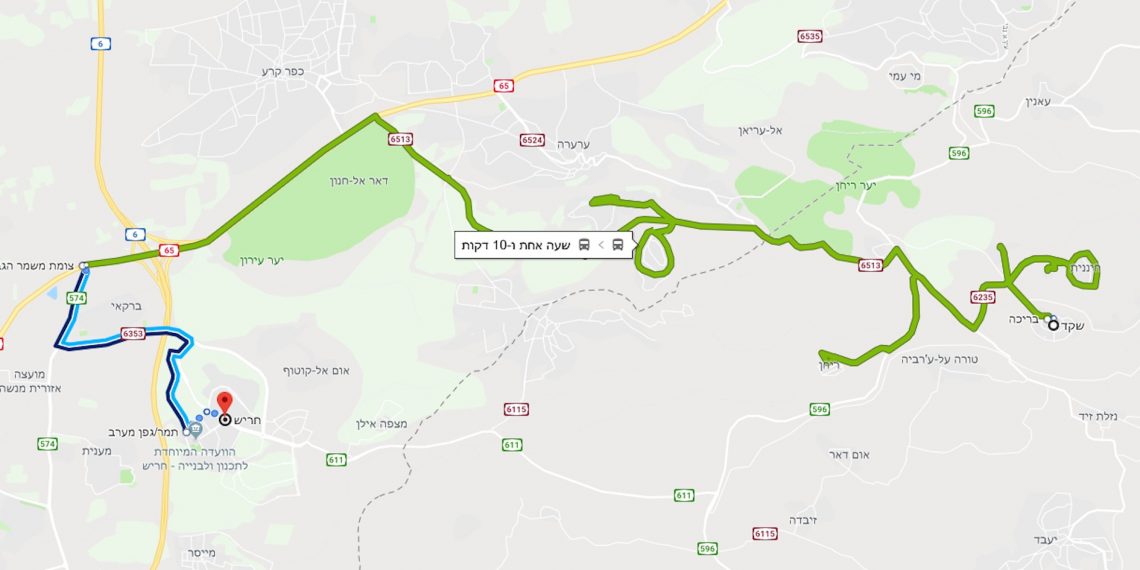 מסלול נסיעה משקד לחריש