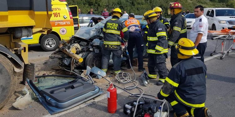 צוותי כב"ה תאונת דרכים צומת עירון