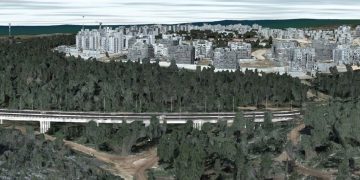 הדמיה של היציאה הדרומית מכיוון תל זאבים. קרדיט משרד התחבורה ומשרד הבינוי והשיכון