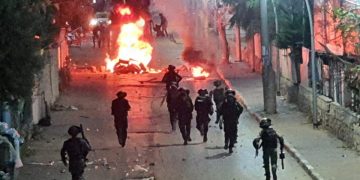 הפרות סדר בג'סר א-זרקא בשבוע שעבר. צילום: דוברות המשטרה